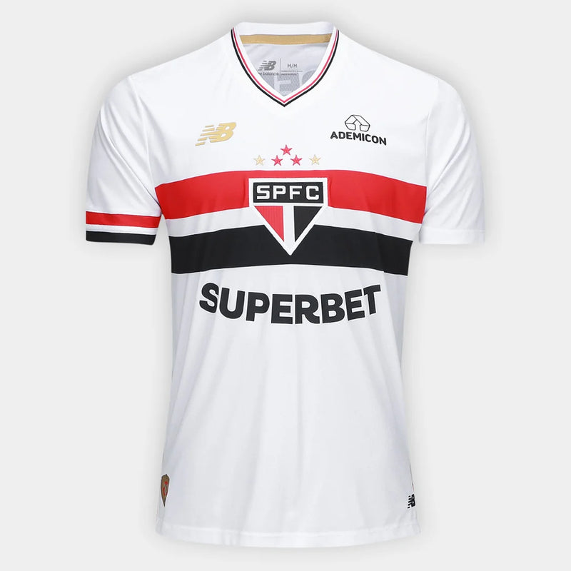 Camisa São Paulo I 25/26 Torcedor New Balance Masculina - Branco+Vermelho
